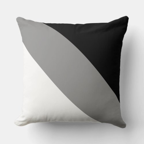 Modern Black Gray and White Diagonal Striped Throw Pillow