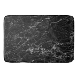 Modern Black Gray and White Faux Marble Bath Mat