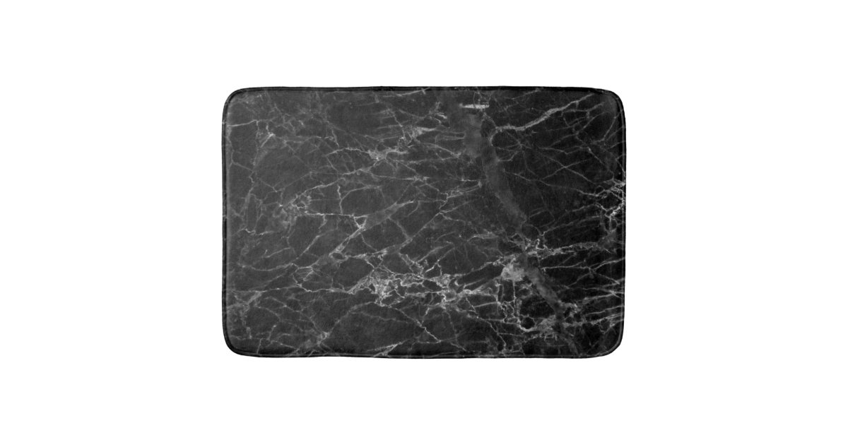 Modern Black Gray and White Faux Marble Bath Mat Zazzle