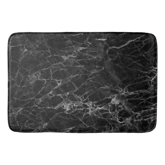 Modern Black Gray and White Faux Marble Bath Mat Zazzle