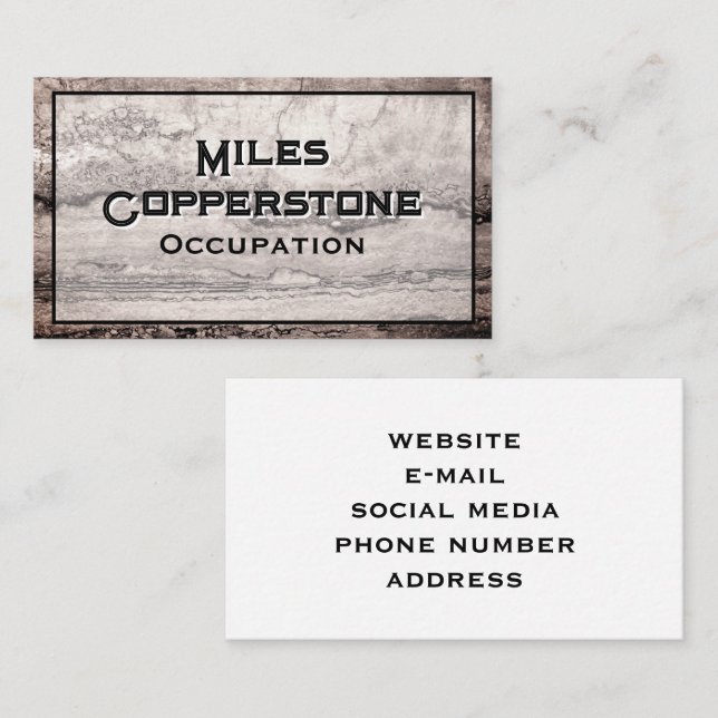 Modern black gray brown granite marble stone  business card (Front/Back)