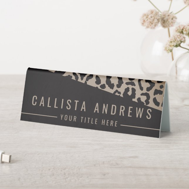 Modern Black Gray Cheetah Leopard Animal Print Table Tent (In SItu (Table))