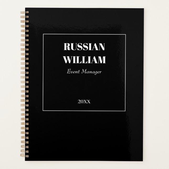 Modern Black Gray Elegant Business Planner (Front)