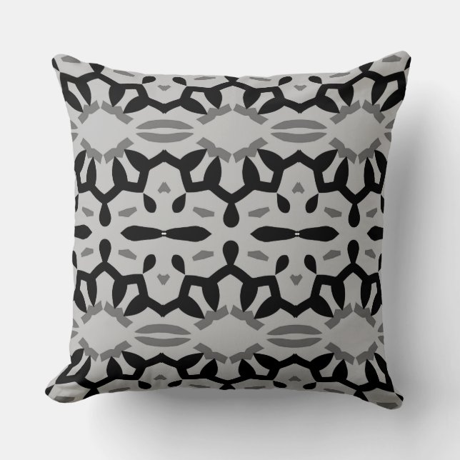 Modern black gray fabric pattern design   throw pillow (Front)