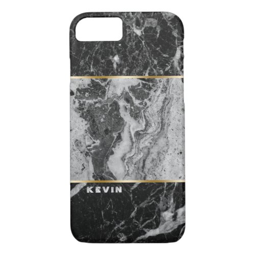 Modern Black  Gray Faux Marble Combination iPhone 87 Case
