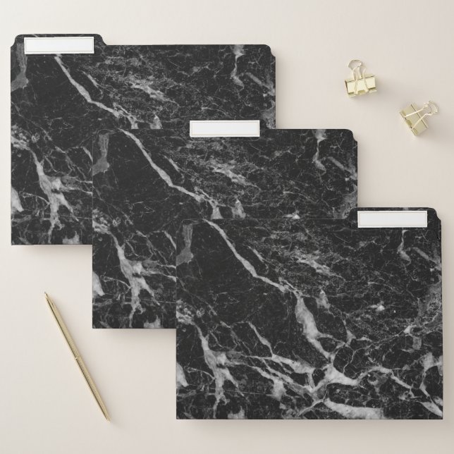 Modern Black & Gray Faux Marble File Folder (Set)