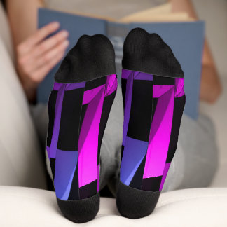 Modern Black & Gray Geometric Pattern Socks