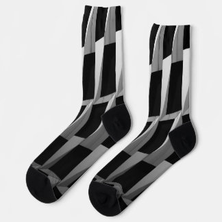 Modern Black & Gray Geometric Pattern Socks