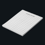Modern Black Gray Grid Lines Clean Simple Monogram Notepad<br><div class="desc">Stay on top of memos and reminders with grid lines. Designed in black and gray with personalized name.</div>