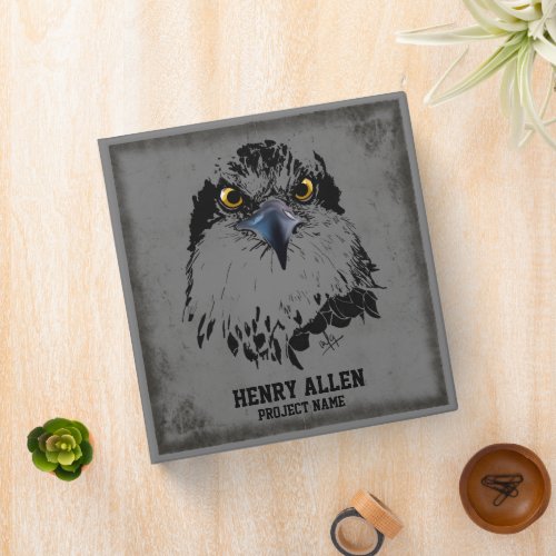 Modern Black Gray Grunge Osprey King of Birds 3 Ring Binder