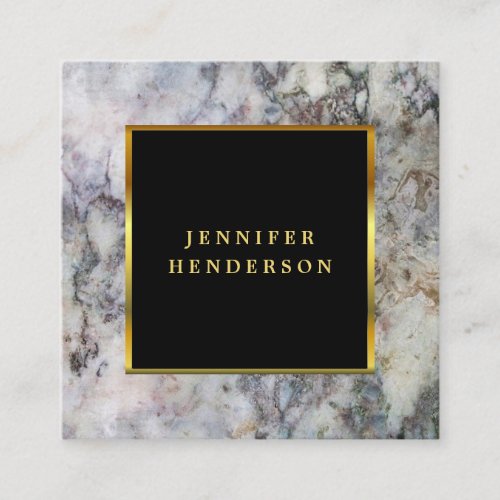 Modern black gray marble and gold professional square business card