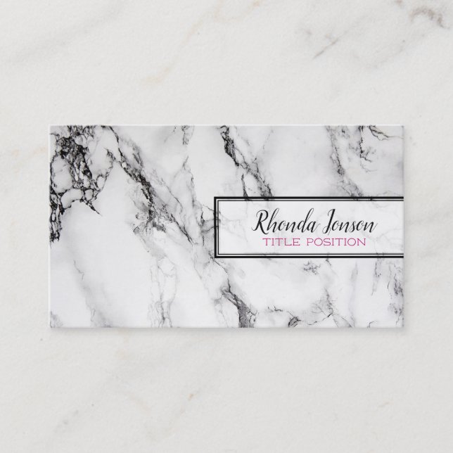 Modern Black & Gray Marble Business Card (Front)
