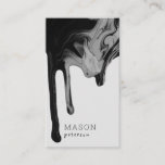 Modern Black Gray Marble Dripping Seamless Paint Business Card at Zazzle