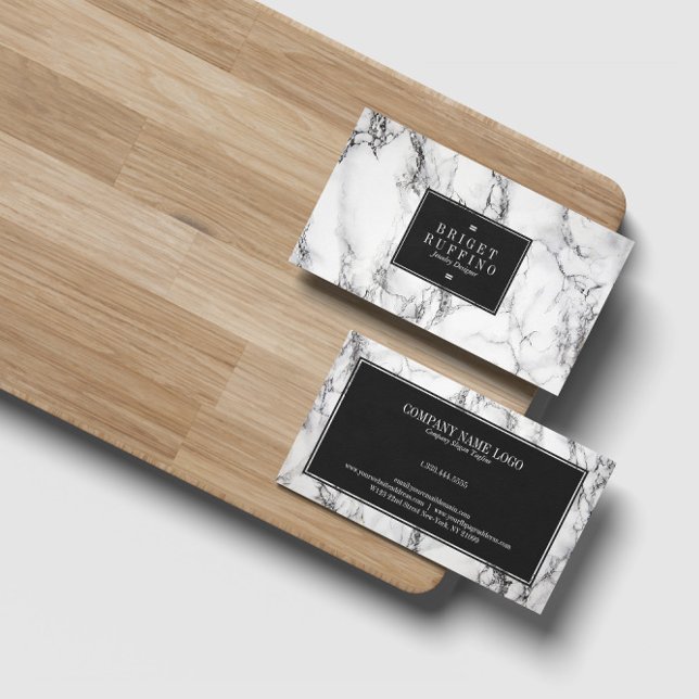 Modern Black & Gray Marble Jewelry Designer Business Card (Creator Uploaded)