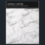 Modern Black & Gray Marble Letterhead<br><div class="desc">White marble texture print with black accents is simple and elegant.</div>