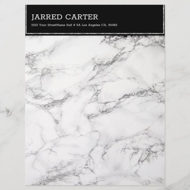 Modern Black & Gray Marble Letterhead (Front)