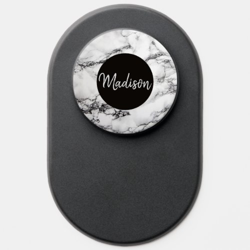 Modern Black  Gray Marble PopSocket