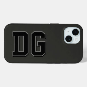 Modern Black Gray Monogram Initials iPhone 15 Case