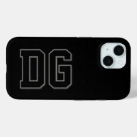 Modern Black Gray Monogram Initials