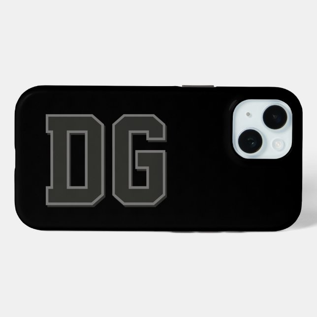 Modern Black Gray Monogram Initials Case-Mate iPhone Case (Back (Horizontal))