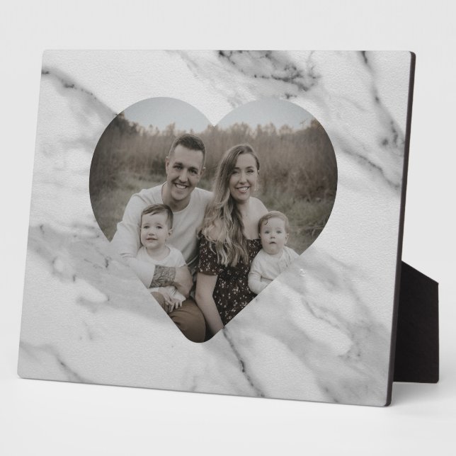 Modern black gray pink marble heart  plaque (Side)