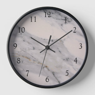 Modern black gray pink marble pattern  clock