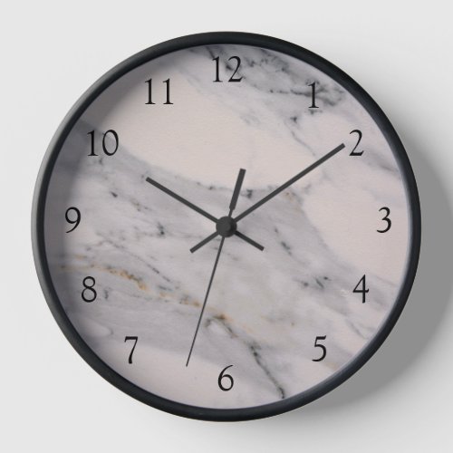 Modern black gray pink marble pattern  clock