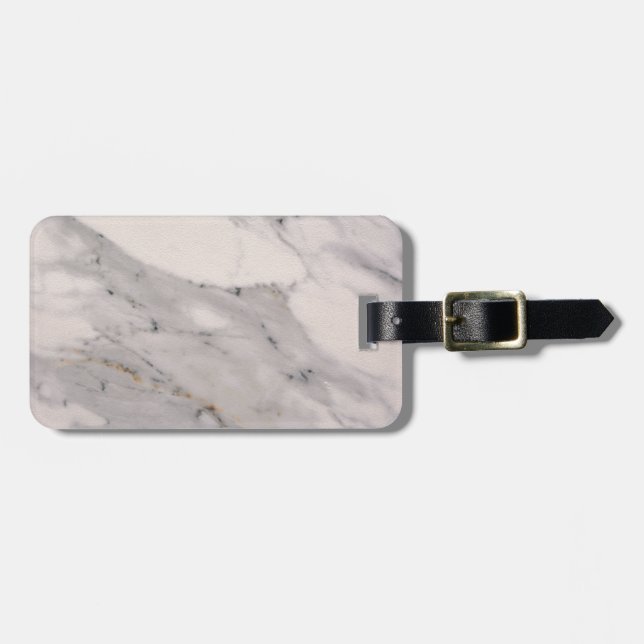 Modern black gray pink marble pattern  luggage tag (Front Horizontal)