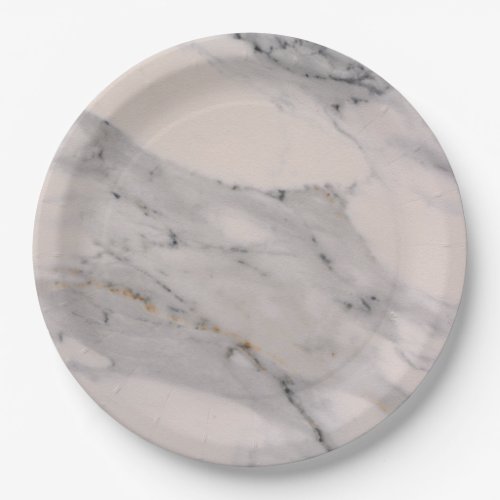 Modern black gray pink marble pattern  paper plates
