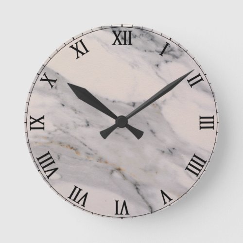 Modern black gray pink marble pattern  round clock