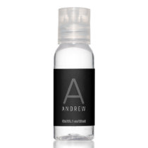 Modern Black Gray Professional Custom Monogram Hand Sanitizer