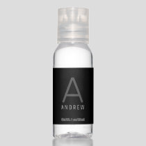 Modern Black Gray Professional Custom Monogram Hand Sanitizer