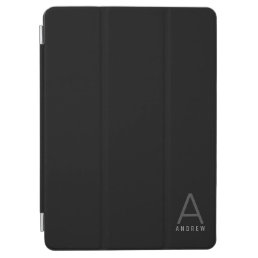 Modern Black Gray Professional Monogram  iPad Air Cover