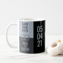 Modern Black &amp; Gray Save The Date Coffee Mug