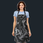 Modern Black Gray Silver Glitter Marble Monogram Apron<br><div class="desc">This modern, girly, and chic pattern is perfect for the trendy and stylish woman. It features faux printed sparkly burgundy red glitter, burgundy pink, and navy blue marble pattern. It's trendy, unique, stylish, sleek, and contemporary. ***IMPORTANT DESIGN NOTE: For any custom design request such as matching products, color changes, placement...</div>