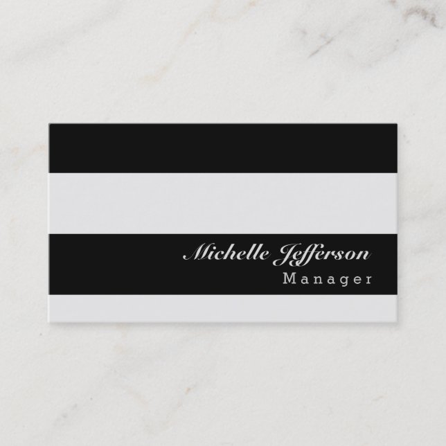 Modern Black Gray Stripe Pattern Business Card (Front)