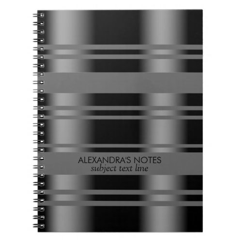 Modern Black  Gray Stripes Pattern Notebook