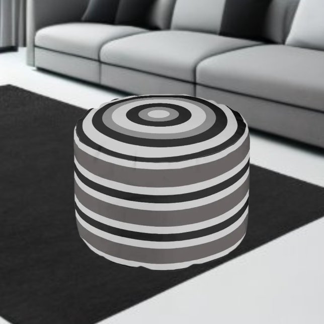 Modern Black Gray Stripes Pattern           Pouf (Creator Uploaded)