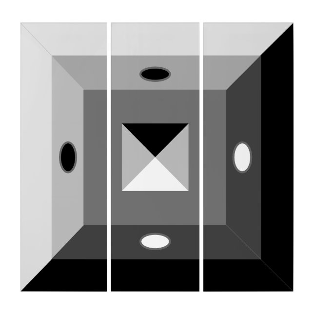 Modern Black, Gray & White Geometric Abstract Art (Front)