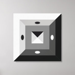 Modern Black, Gray & White Geometric Abstract Art  Canvas Print