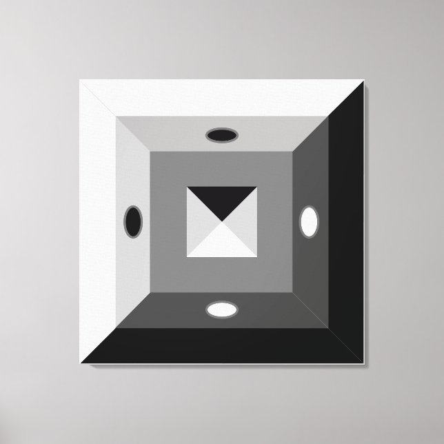 Modern Black, Gray & White Geometric Abstract Art  Canvas Print (Front)