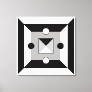 Modern Black, Gray & White Geometric Abstract Art Canvas Print