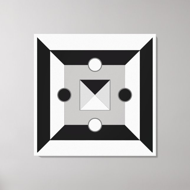 Modern Black, Gray & White Geometric Abstract Art  Canvas Print (Front)