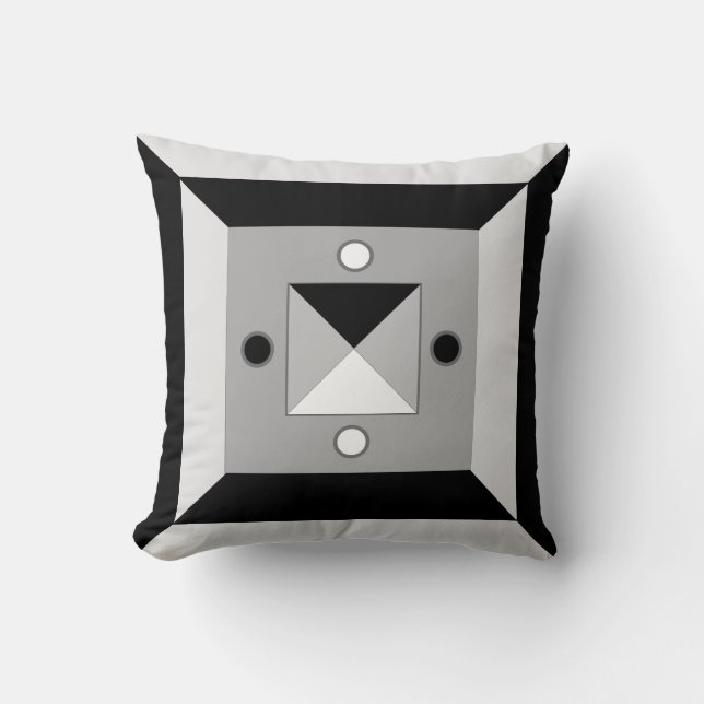 Modern Black, Gray & White Geometric Abstract Art Throw Pillow (Front)