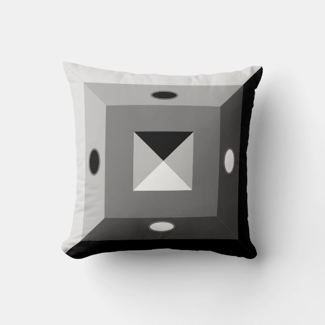 Modern Black, Gray & White Geometric Abstract Art Throw Pillow (Front)