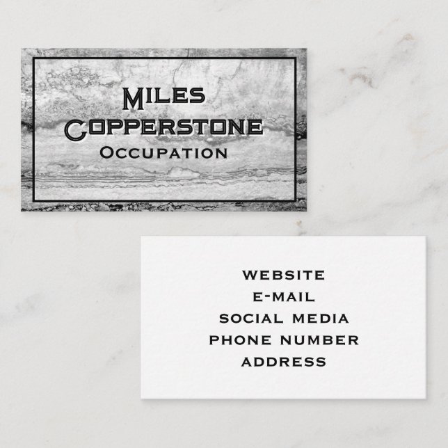 Modern black gray white granite marble stone  business card (Front/Back)