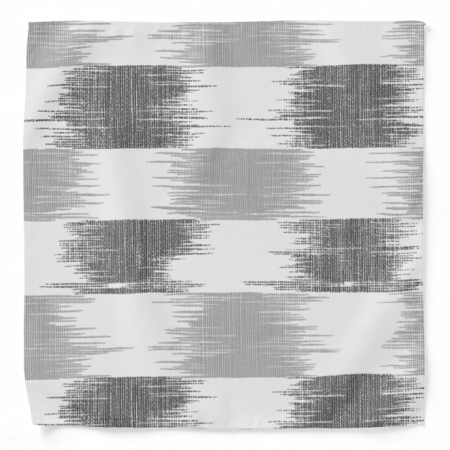Modern black gray white ikat pattern bandana (Front)