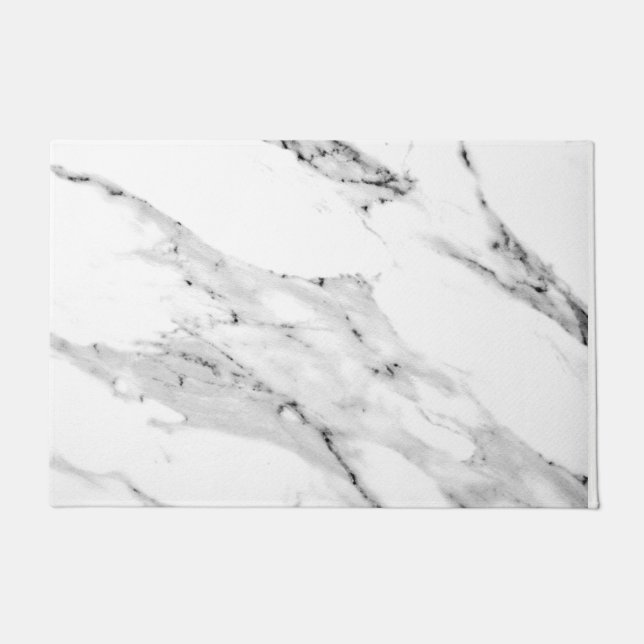 Modern black gray white marble pattern  doormat (Front)