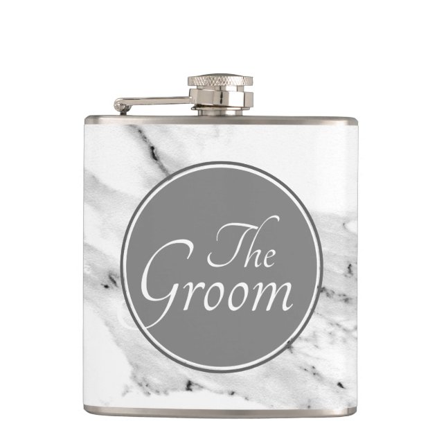 Modern black gray white marble pattern  flask (Front)