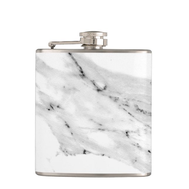 Modern black gray white marble pattern  flask (Front)